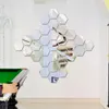 Tredimensionell sexkantig 7-delad väggdekoration Akryl Spegelklistermärke Rumsdekoration DIY-väggkonst Heminredning