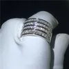 Vintage Magnificent Ring 925 Sterling Silver Promise Diamond CZ Engagement Bröllop Band Ringar för Kvinnor Män Finger Smycken