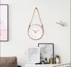 Kreative Moderne Gürtel Wanduhr Rose Gold Glas Quarz Uhr Schlafzimmer Mute Hause Dekoration Kunststoff Runde Hängende Uhren