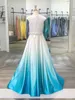 Ombre Satin Girl Pageant Dress 2020 con perline di perline Collo alto / colletto A Line Zipper Bambini Prom Party Cocktail Compleanno Wear Gown Cap Sleeve