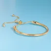 Yellow Gold Plated Snake Chain Slider Armband Handkedjan Justerbar storlek för Pandora 925 Silver Charms Armband med original BO3084