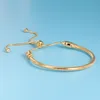 Bracciale scorrevole con catena a serpente placcato oro giallo Catena a mano Misura regolabile per bracciali con ciondoli in argento 925 Pandora con scatola originale