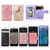 Universal Back Phone Card Slot 3M Sticker Cases Lederen Stick op portemonnee Cash ID Creditcardhouder Flowervlinder voor iPhone 14 13 12 11 XS XR 8 7 6 Opmerking 20 S22 S21 S23