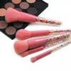 100sETs / Lot DHL 5PCS Lollipop Candy Unicorn Crystal Makeup Brushes Set Färgglada Härlig Fundament Blending Brush Makeup Tool Maquillaje