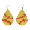 Brincos De Couro Quente Esportes Baseball Americano Americano Bandeira Nacional Futebol futebol basquete softball Dangle Brincos Para mulheres Jóias