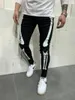 Lápiz de diseño pantalones para hombre blanco impreso Hole Negro Jeans estilo del ajuste delgado Pantalones Casual Male