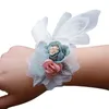 Boda Nupcial Muñeca Ramillete Flores Pulsera Muñeca Ramos Niño Mano Flores Dama de honor Niñas Novia artificial Flores Decoración de la boda