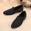 Suede Crystal Designer Party Cuir Muid Marid Dress Shoes Slip on British British Vintage Smoking Smoking Men Flats B Pers