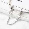 Alloy charm pärla två fjäril säkerhetskedja mode kvinnor smycken silver pläterad för pandora armband europeisk stil