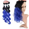 Hair synthétique trame femme039 Wave du corps ombre 2 couleurs t1BBlue 3Bundles210g Wave Hair Wigs Wigs synthétique 18quot20quot228784373