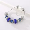 Оптово браслет 925 серебро Пандора браслеты для женщин Royal Crown браслет Blue Crystal Beads Diy сердца образный ювелирные изделия с короной