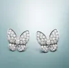 Stadnina Kolczyki Biżuteria S925 Sterling Silver Material Butterfly Diamond Flying Wedding Engagement Earring1