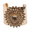 moda Atacado-ins designer de luxo exagerado larga super brilhante zircão cristal de diamante pulseira flor aberta pulseira para a mulher
