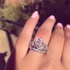 Recién llegado, anillo de dedo con diamantes de imitación y corona para mujer, anillo de corona de cristal ostentoso, accesorios de joyería de moda