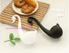 100st Creative Swan Form Spoon Colander Tea Filter Tea Leaf Strainer Tesked Filter Svart Vit Färg