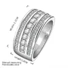 Fashionable Band Rings Silver Plated Three Rows Of Zircon S925 Silver Ring Stylish Simple Designed Jewelry Ladies Birthday Gifts POTALA577