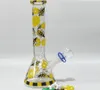 Colorful Bee Tall Glass Bongs Beaker Base Hookahs Bong Water Pipes Downstem Perc Bubbler With 18mm Bowl