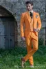 Moda terno laranja Work Man Ternos Notch lapela do noivo smoking casamento Prom Blazer Dinner Party Negócios (jaqueta + calça + Vest + Tie) J760