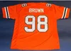 Chen37 Custom Men Youth Women Vintage #98 Jerome Brown från Miami Hurricanes Football Jersey Size S-5XL eller Custom något namn eller nummer Jersey