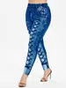 Kenanny Женщины плюс размер 3D печатные леггинсы Высокая эластичная талия тренировки повязки карманные леггинсы тощие повседневные джинсы женские
