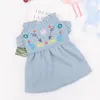 Embroidery Dog Jean Skirts Summer Pet Dresses For Dogs Skirt Denim Dog Dress Bubble Sleeve Pet Clothes For Dogs Pets Clothing1305C