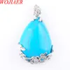 WOJIERER Tear Water Drop Love Natural Blue Turquoise Gem Stone Hanger Ketting Reiki Bead Dames Sieraden N3465