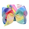 8 inch Jojo Bowknot Hairpin Kids Rainbow Unicorn Barrette With Diamond Cartoon Hair Bows Barrette Baby Hair Clips NEW GGA2681