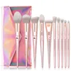 Beauty Laser Pink Makeup brushes handle Professional Blush Eye Shadow cosmetics brush kit free ship 3set