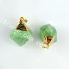 10 stks Vergulde Edge Fluoriet Stone Diamond Hangers 10-20mm Mini OctaëDron Natuurlijke Ruwe Ruwe Groene Fluoriet Crystal Rock Charm Hanger