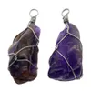 Fashion creative natural gem jewellery irregular amethyst twisted wire pendant wholesale