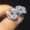 Charme Brinco em forma de flor 925 prata esterlina Diamante Cz Brincos de noivado de casamento Brincos para mulheres Presente de festa nupcial