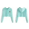 Mode Nya Kvinnors Crop Tops Sweatshirt Girls Female Casual Pineapple Broderi Gingham Plaid Hoodies Pullover 5 Colors1
