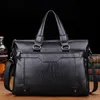 MEN BROSSACES LEATHER HANDBAGS COMPUTER LAPTOP BAG Vintage Laptop Portfölj Male Computer Shoulder Bags Waterproof Office Portabl300V