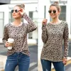 Sexy Kobiety Topy Z Długim Rękawem Koszula Leopard Drukuj Koszulka Damska O-Neck Chic Drukowane Topy Tees Koszulki Odzieżowa Ljja2826