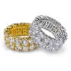 TOPGRILLZ HIP HOP GOUD / ZILVER GECLEERDE MK MICRO PAVE CZ Steen 2 Rij Ring Heren Dames Charme Sieraden met 7,8,7,10,11