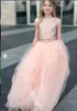 Modern Pink Sequined African Flower Girl Dresses Two Pieces Feather Tulle Little Girl Wedding Dresses Cheap Girl's Pageant Dresses Q70