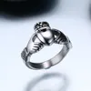 Irland Claddagh Lover's Crown Heart Handbön Rostfritt stål Ringar för män