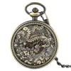 Antik klassisk ihålig fodral Phoenix Design Pocket Watch Automatiska mekaniska klockor för män Kvinnor Pendantkedja Romerska nummer Dial Gift