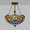 European Baroque Tiffany Pendant Lamp Stained Glass Chandelier Lighting Fixture Retro Dinning Room Bar Hanging Lamps