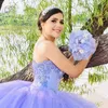 Lavanda Cristales con cuentas de encaje Vestidos de quinceañera Cariño con cordones en la espalda Vestido de fiesta Ropa de fiesta Tamaño personalizado Fiesta de noche Dulce 16 vestidos