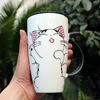 Novo 600ml criativo gato caneca de cerâmica com tampa e colher dos desenhos animados leite café xícara de chá canecas de porcelana presentes agradáveis273g