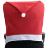 Funda trasera de silla con sombrero rojo de Papá Noel para decoración de cena de Navidad, juego de gorros de Navidad de 6 uds.