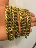 SOLID 14K YELLOW GOLD FINISH STAINLESS STEEL MIAMI CUBAN LINK CHAIN & BRACELET260k