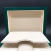 Den bästa kvaliteten Original Dark Green Watch Box -presentfodral för lyxklockor Booklet Card Taggar och papper på engelska schweiziska klockor lådor