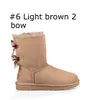 2022 Nieuwe Winter Cheap Designer Australië Boots Women Classic Snow Enkle Short Bow Fur Boot for Winter Black Chestnut Fashion Shoes Maat 36-41