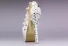 Haute qualité luxueux élégant cristaux et perles robe de mariée chaussures de mariée cristal diamant chaussures à talons bas femme dame robe Sh283Y