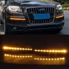 1 conjunto de led drl dinâmico amarelo sinal de volta luz diurna para audi q7 2010 2011 2012 2013 2014 2015 nevoeiro lamp2539