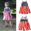 Новорожденных девочек американский флаг платье летние дети подтяжки звезды в полоску принцесса платье детская одежда бесплатная доставка