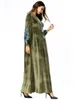 Casual Haft Velvet Abaya Muzułmański Maxi Dress 3D Kwiatowe Długie Szwagi Kimono Luźne Ramadan Bliski Wschód Arabska Odzież islamska