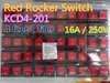 50pcs/lot Red KCD4-201 4 feet 2 files illuminated rocker power switch 16A / 250V in stock